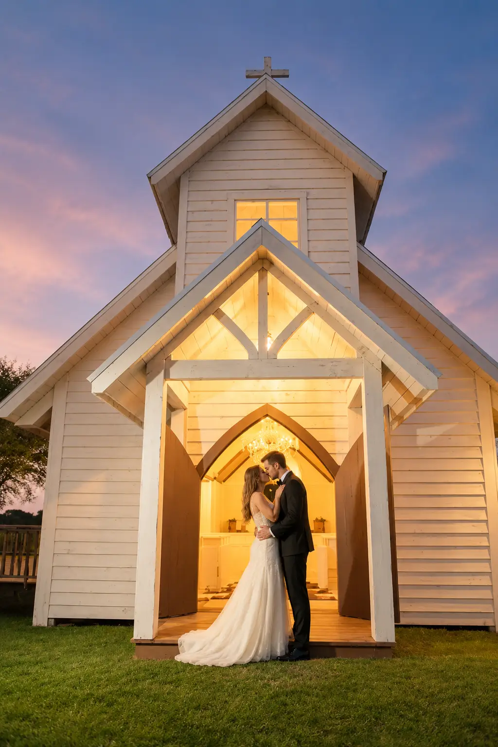 Twisted Ranch Weddings chapel ceremony kiss