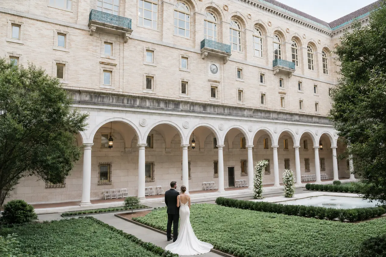 Boston Public Library bridal portrait