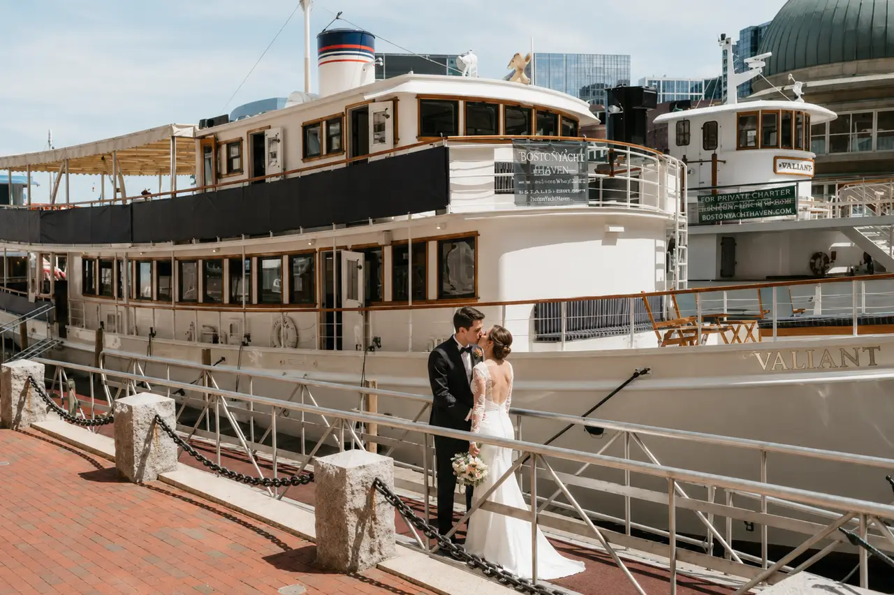 Charles River Boat Company nautical bridal portrait