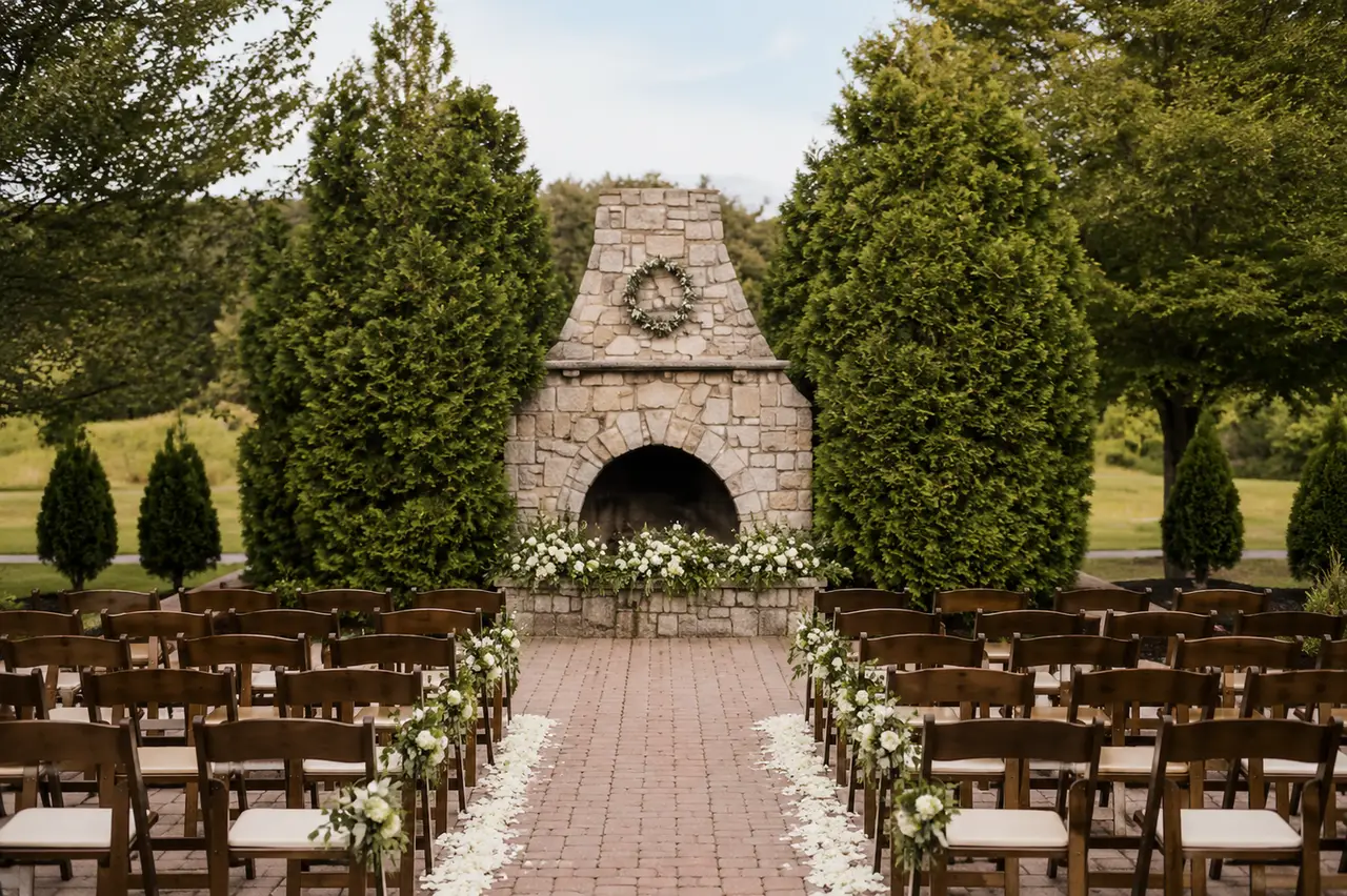 Veasey Park fireplace courtyard ceremony