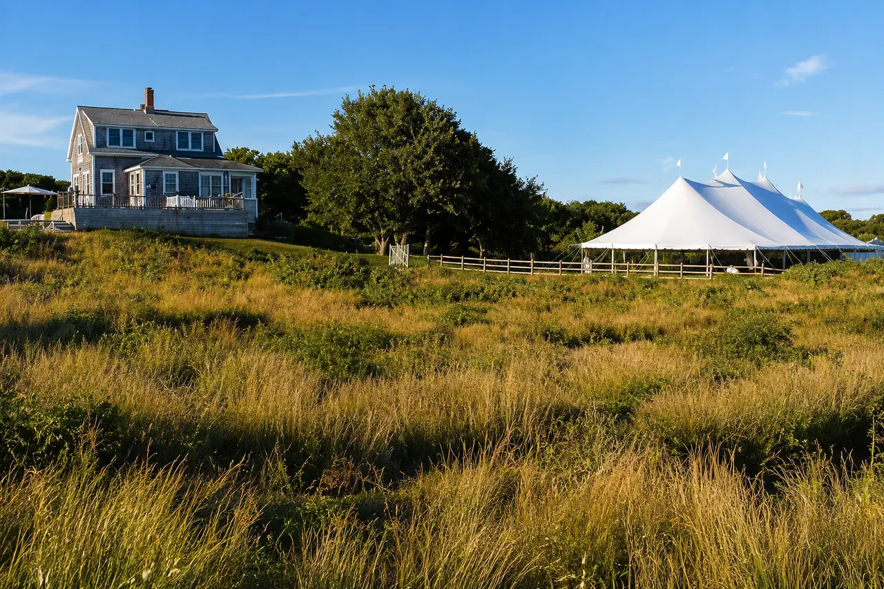 Vanderhoop Homestead elegant tented wedding reception