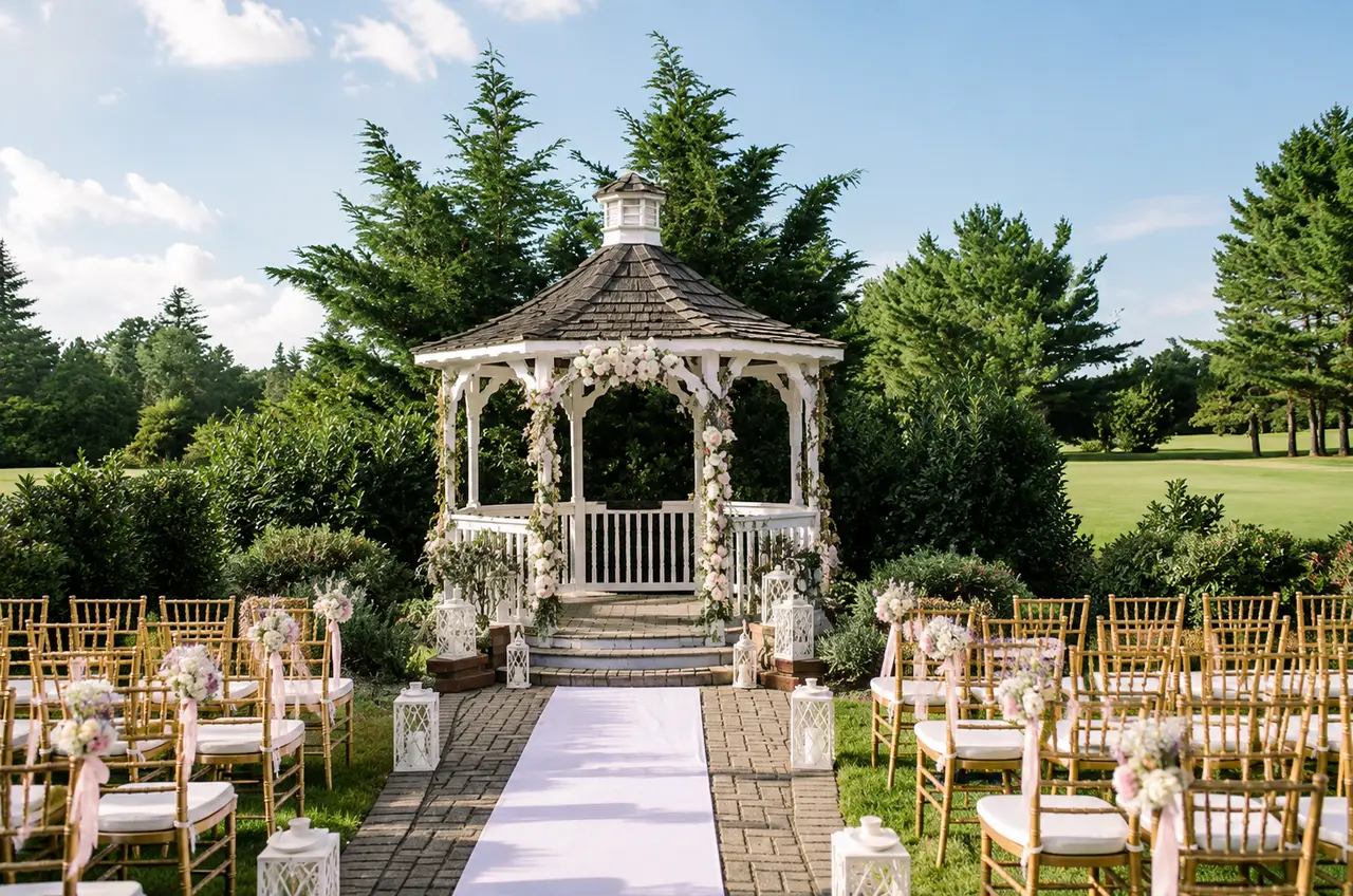 The Essex Club gazebo garden ceremony