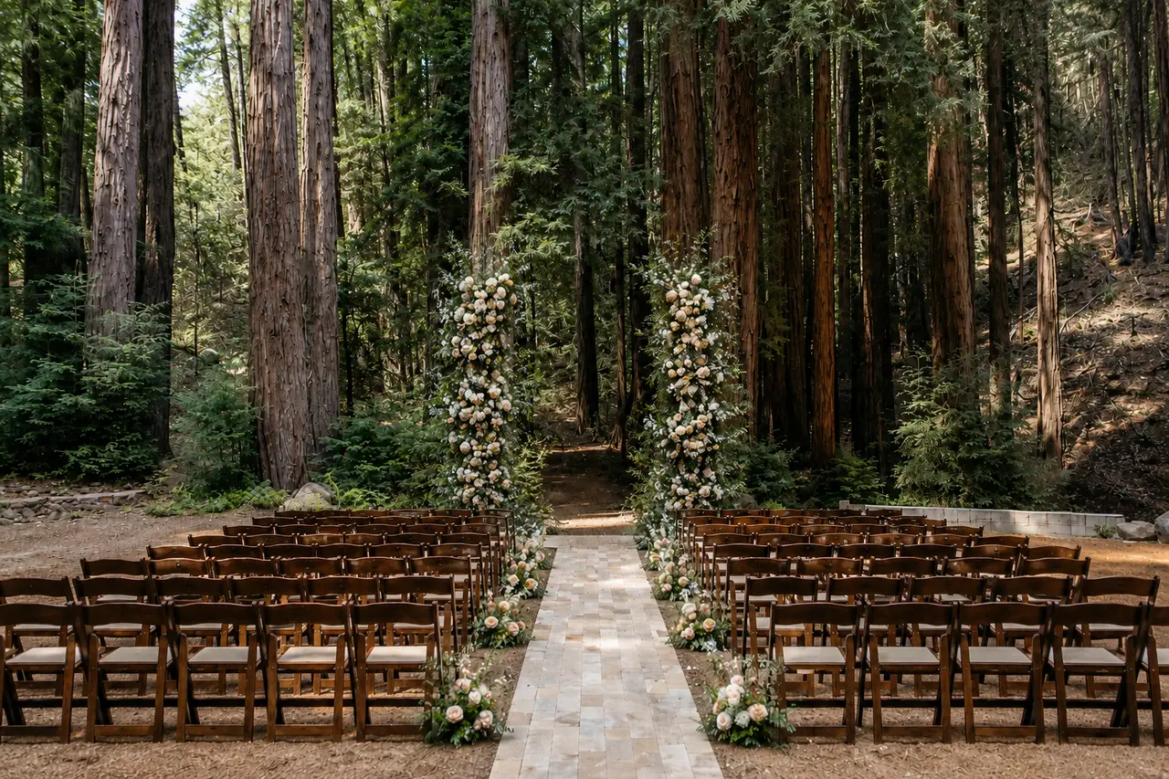 Waterfall Lodge fairytale redwood ceremony