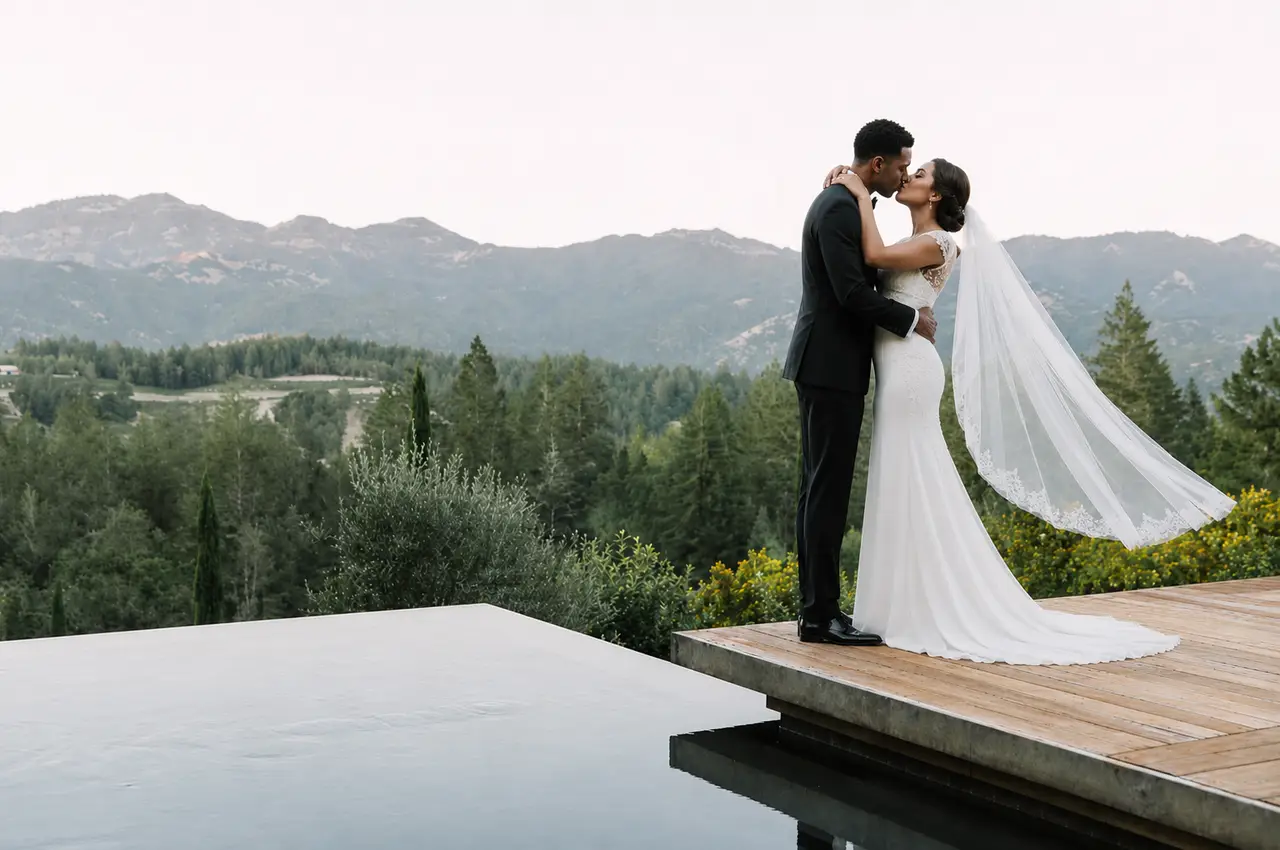 Calistoga Vineyard Estate bride groom portrait