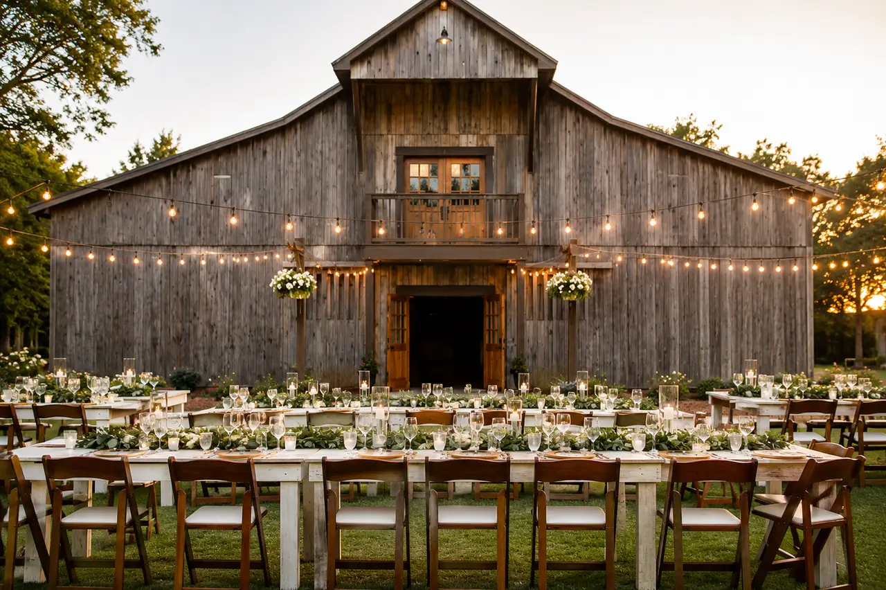 Garden barn wedding reception at Cedar Springs at Bone Hollow in Lebanon