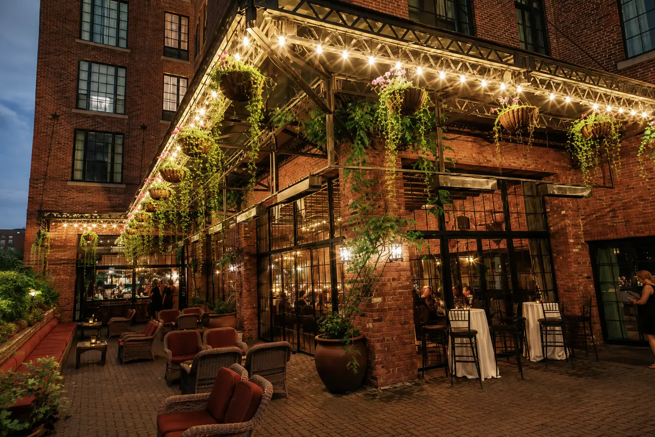 Bowery Hotel terrace at night