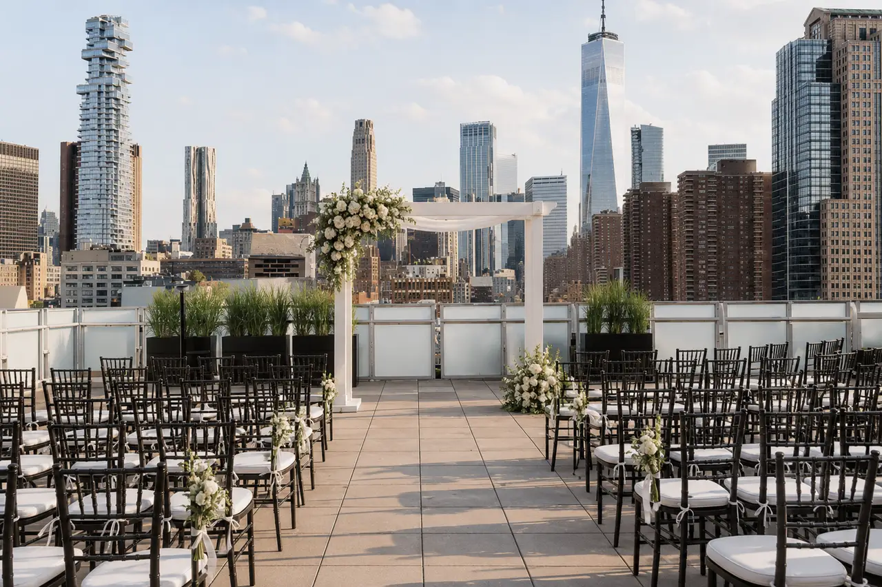 Tribeca Rooftop ceremony with skyline view