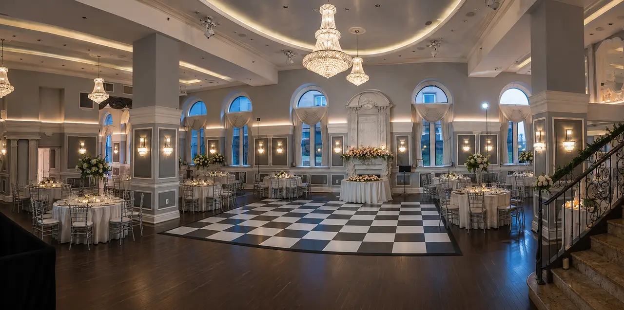 Wedding reception dance floor at Arts Ballroom in Center City