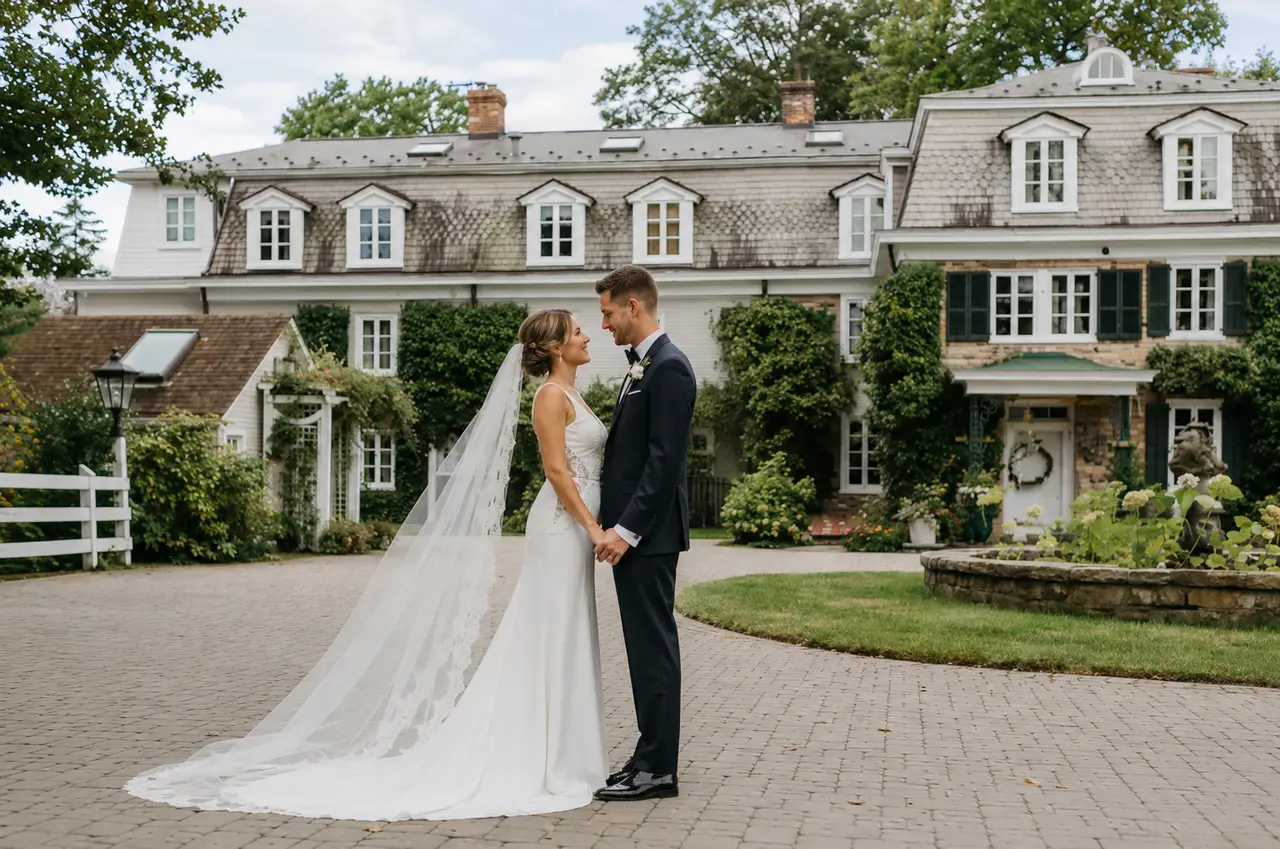 The Inn at Barley Sheaf Farm elegenat bridal portrait