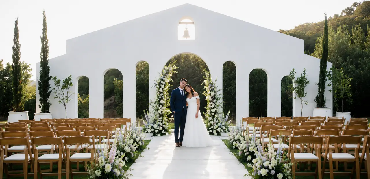 Jeune Perche Estate ceremony setup bridal portrait