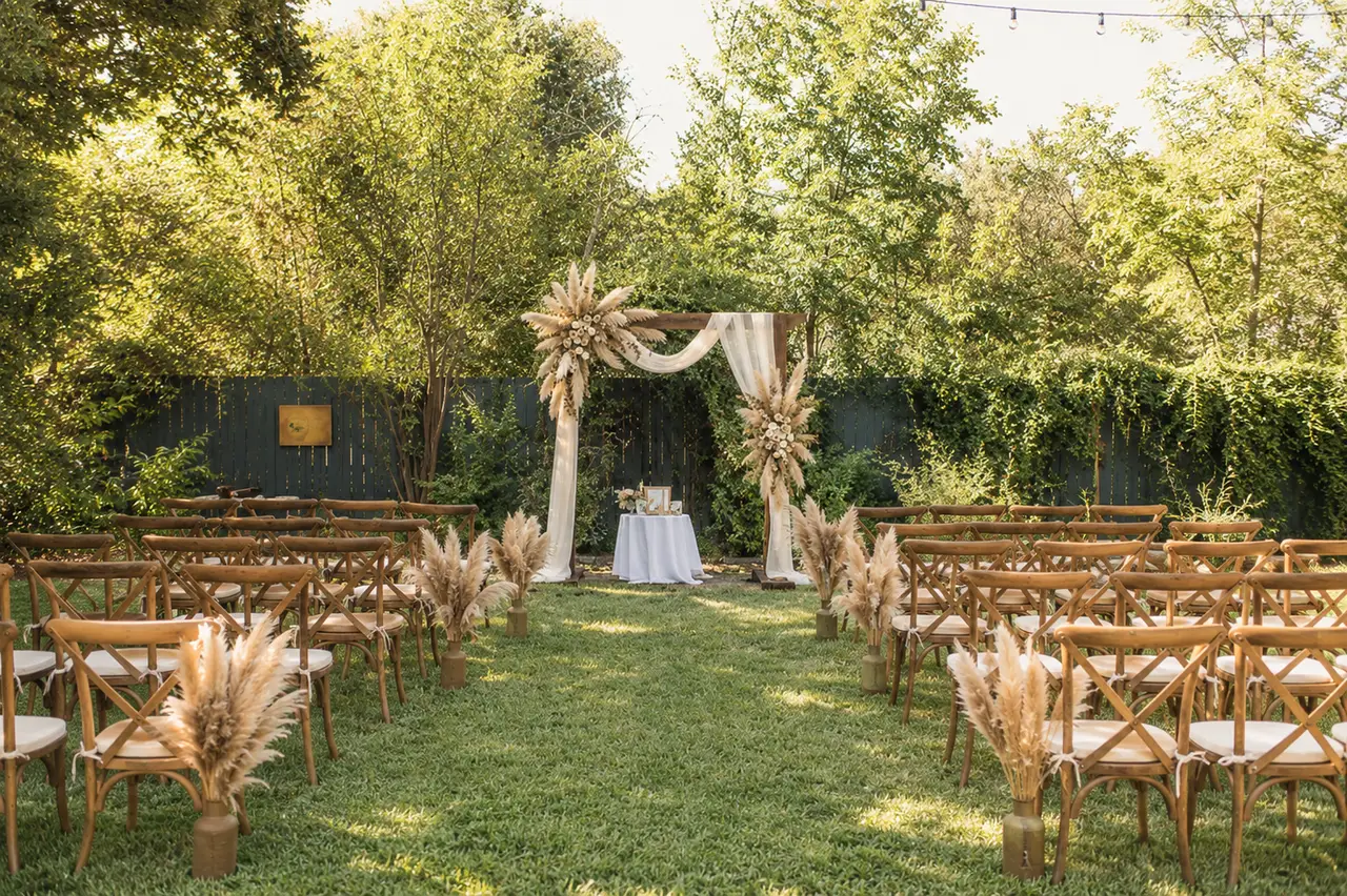 Lavender Inn garden ceremony