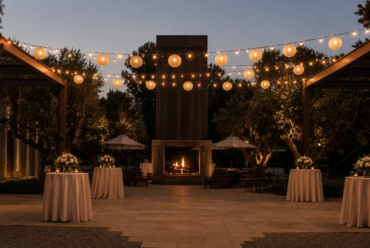 Ojai Valley Inn cocktail hour courtyard