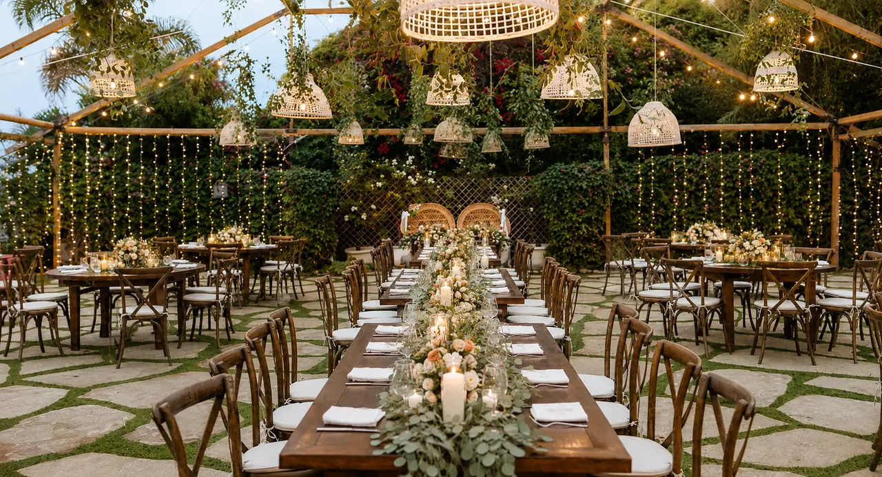 Rincon Beach Club elegant boho courtyard wedding