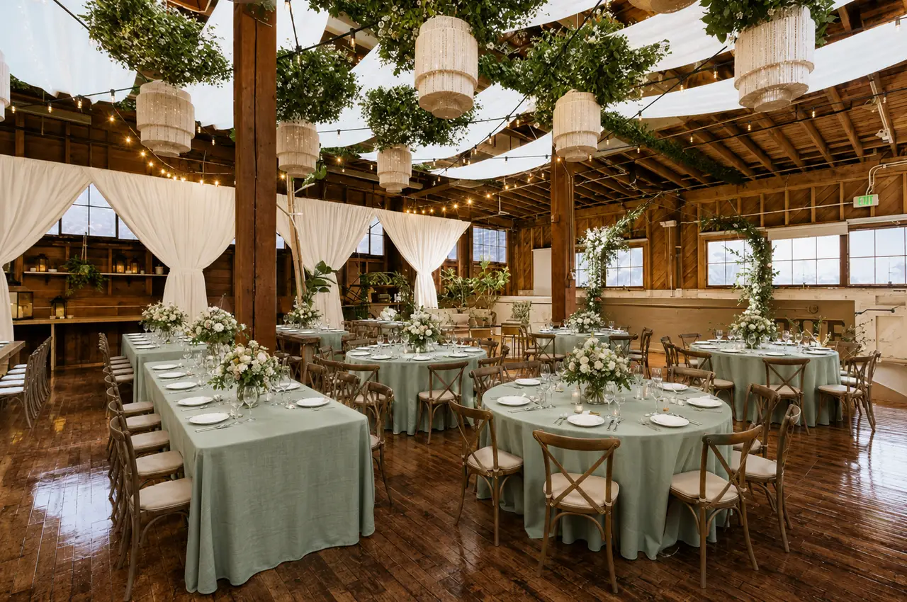 The Narrative Loft indoor rustic reception