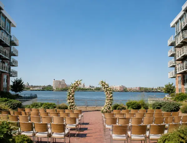 Battery Wharf Hotel Boston Waterfront courtyard ceremony