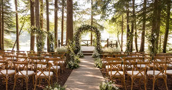 Cedar Lakes Estate rustic wooded ceremony