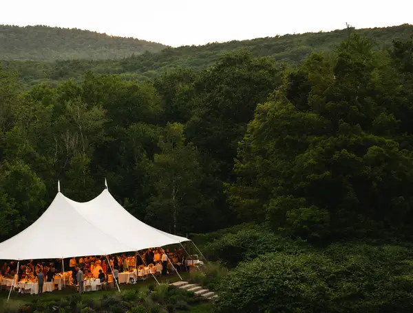 The Henson tented reception in woods
