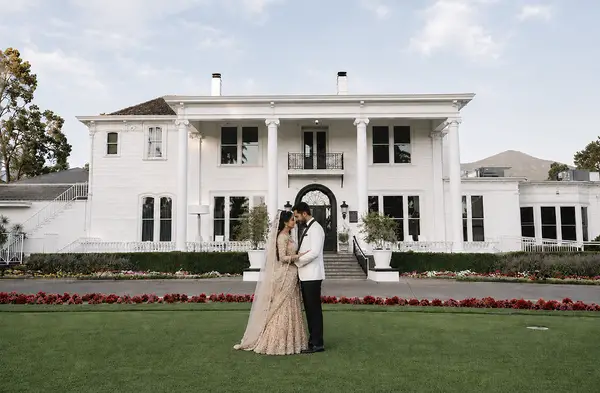 Silverado Resort and Spa bride groom portrait in front of main house