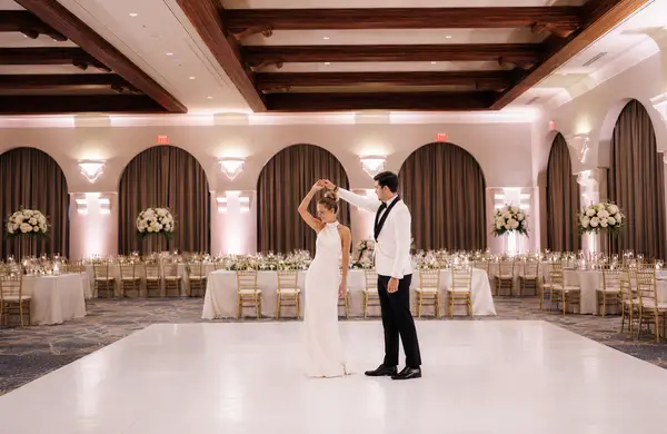 Hyatt Regency Huntington Beach Resort and Spa bride groom dance floor portrait