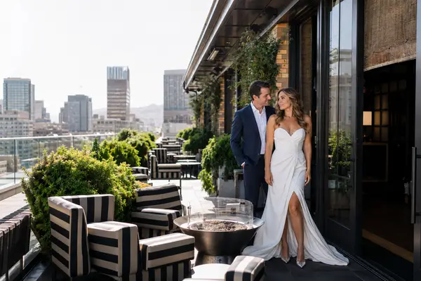 San Francisco Proper Hotel bride groom portrait